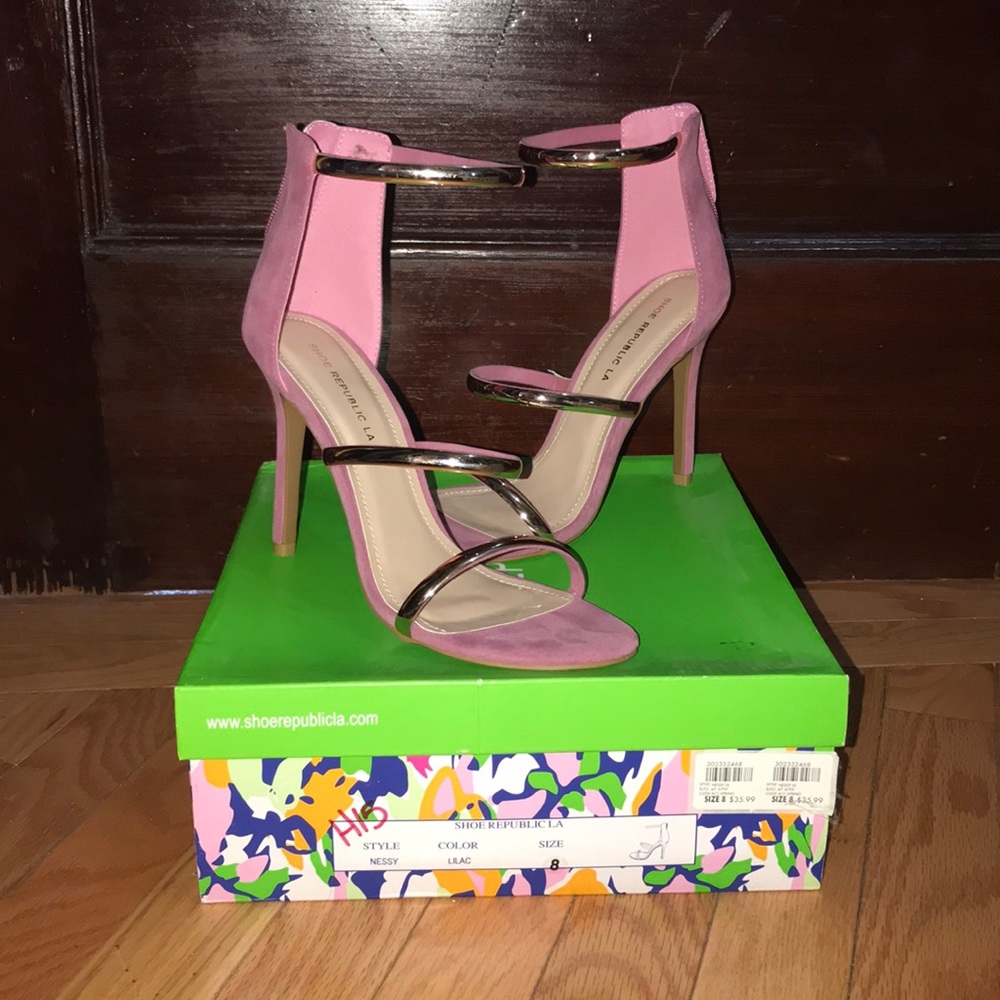 Mauve and gold heels